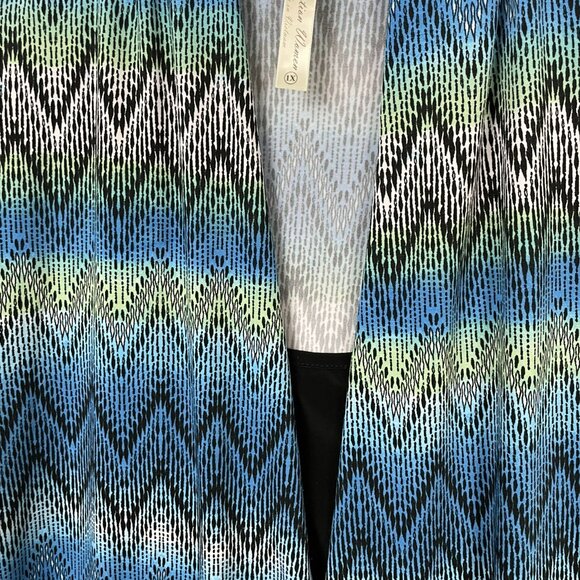 Per Seption Concept Tunic Top Women 1X Black White Red Chevron 3/4 Sleeve Blouse - Picture 2 of 16